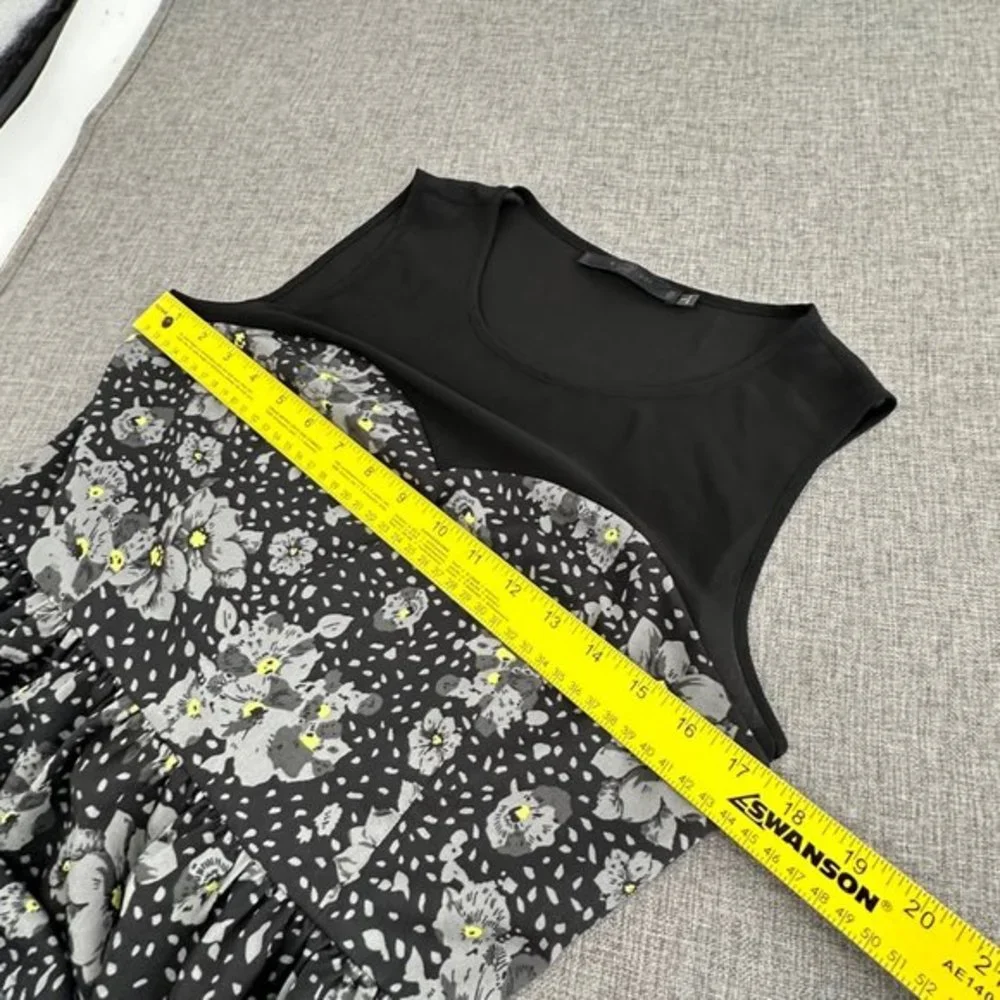 Eric + Lani Floral Dress Fit & Flare Black Gray Sleeveless Large Juniors Lined‎